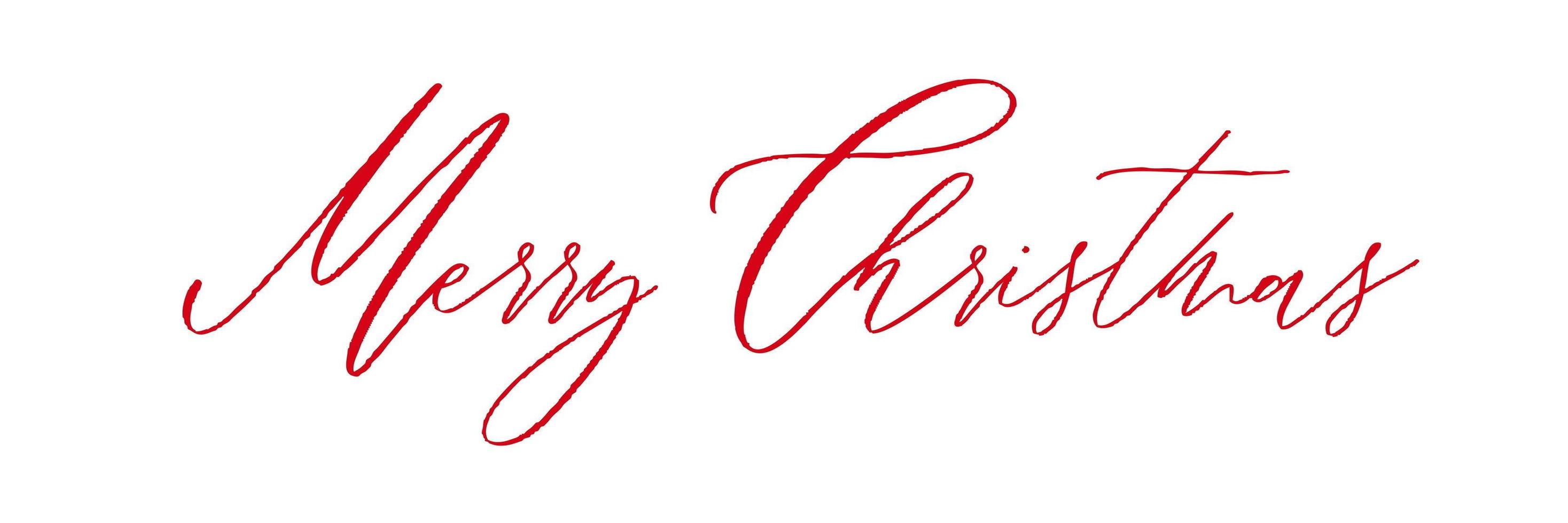 Merry christmas red hand lettering inscription for winter holiday design, calligraphy vector. vector