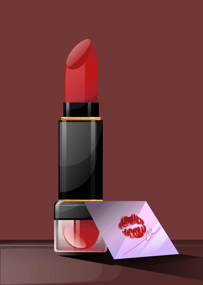 lipstick with love letter vector