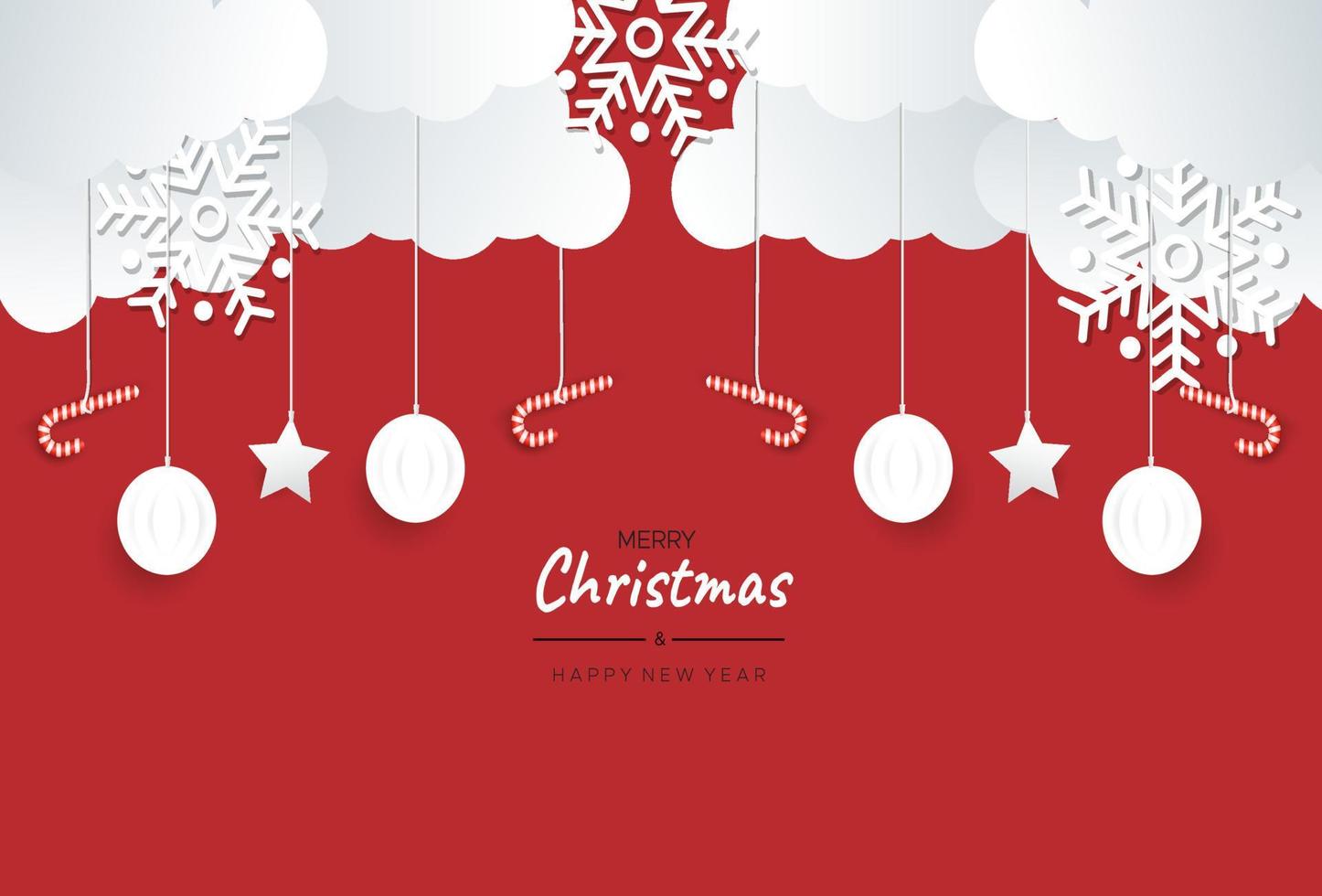 Merry christmas and happy new year greeting paper style vector