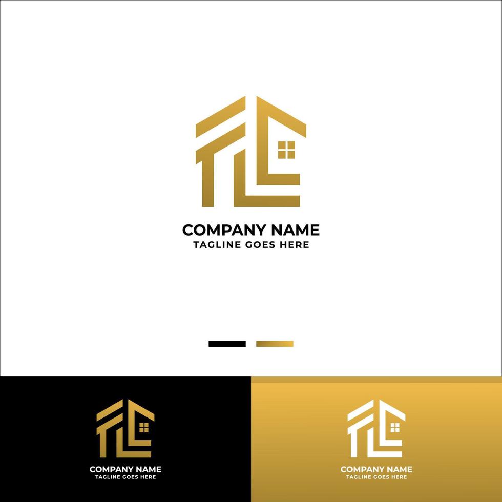 logotipo de bienes raíces de letras flc vector