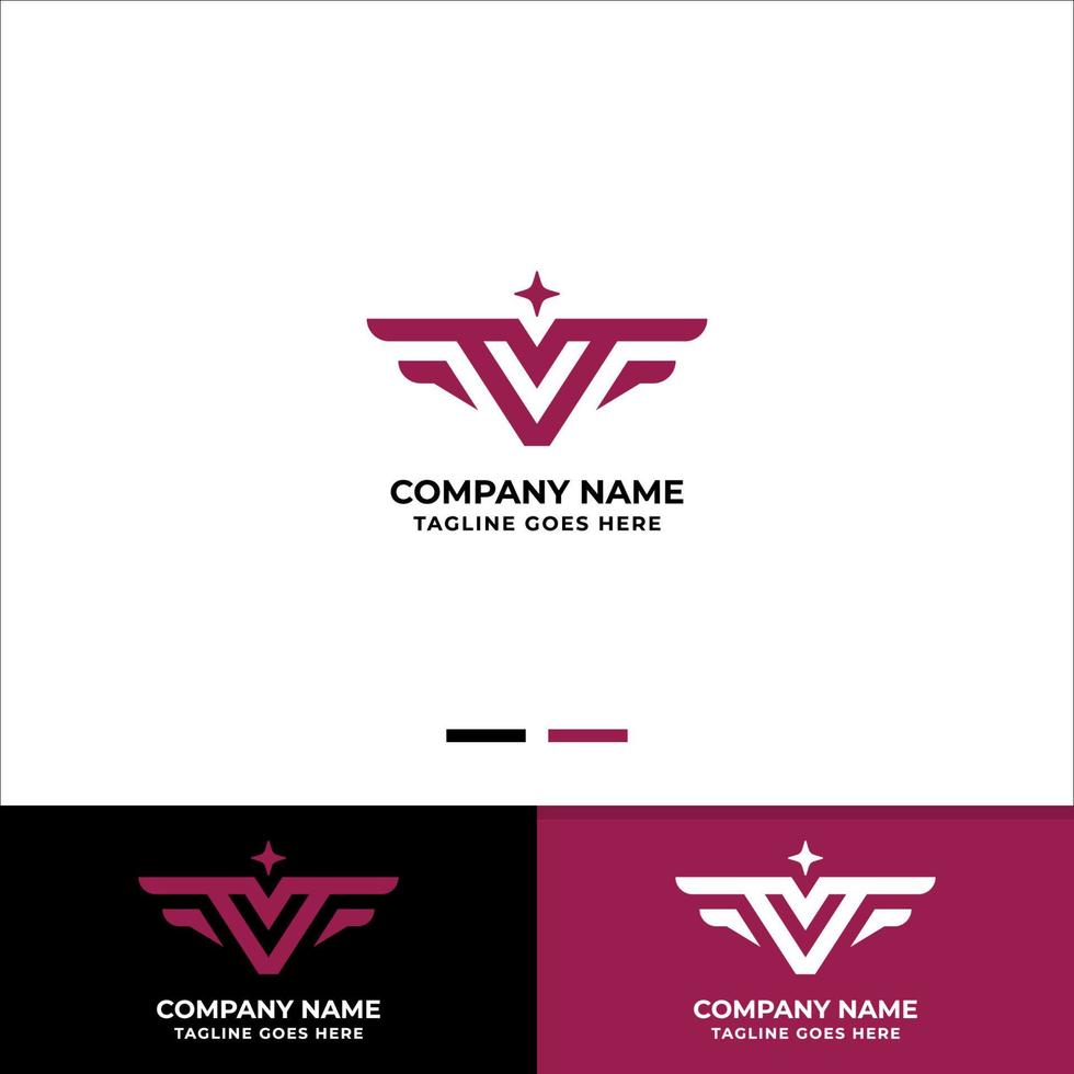 letra v con alas para el logo de esports vector