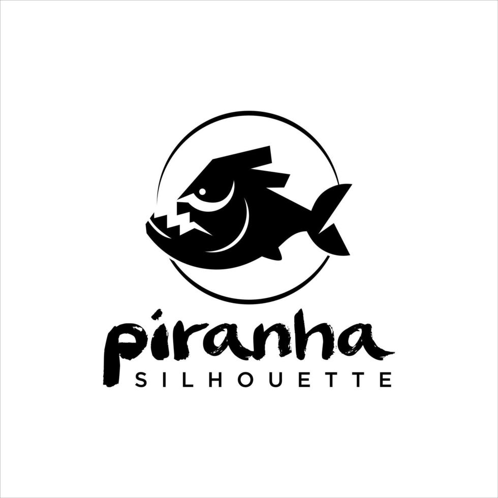 Black Piranha Design Silhouette vector