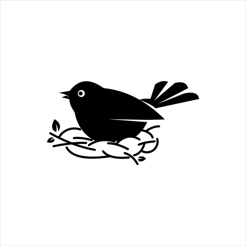 Robin Bird Animal Nest Silhouette vector