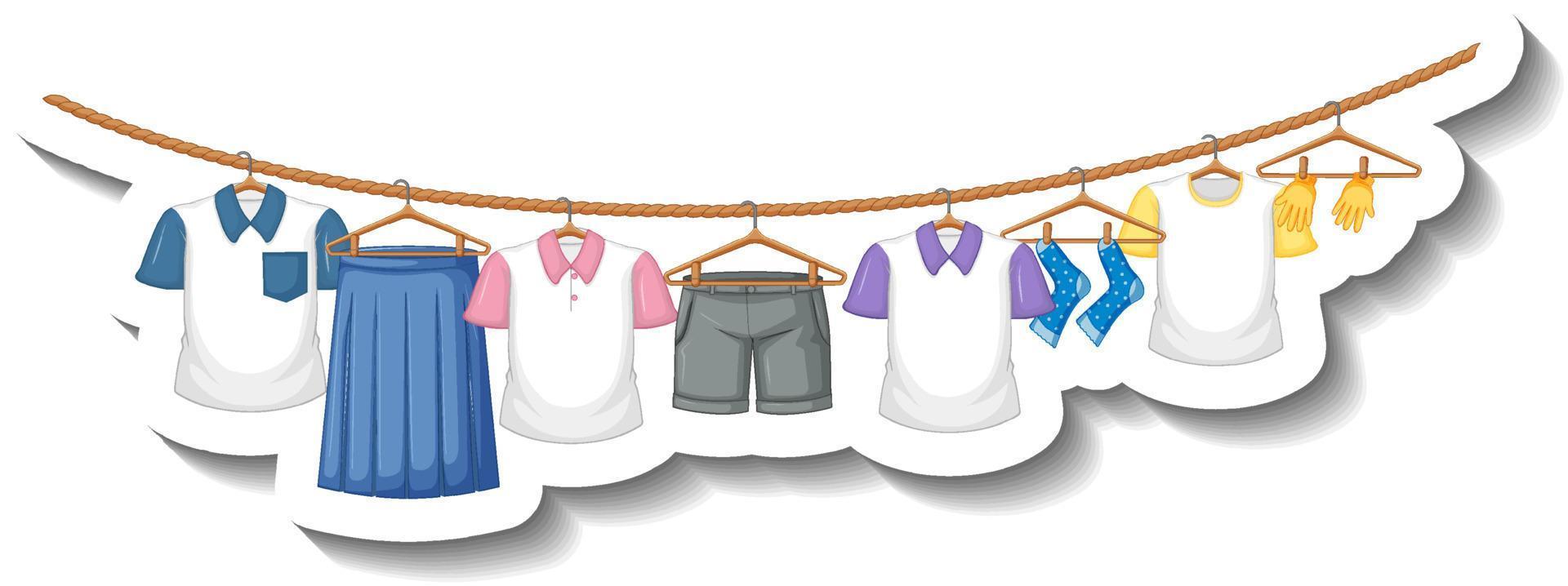 Clothes hanging on clothesline vector