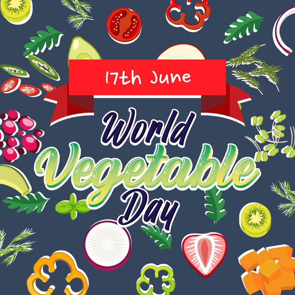 World Vegetable Day poster with vegetables and fruits vector