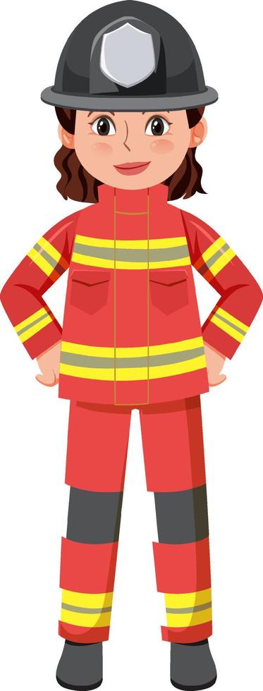 un personaje de dibujos animados de bombero sobre fondo blanco vector