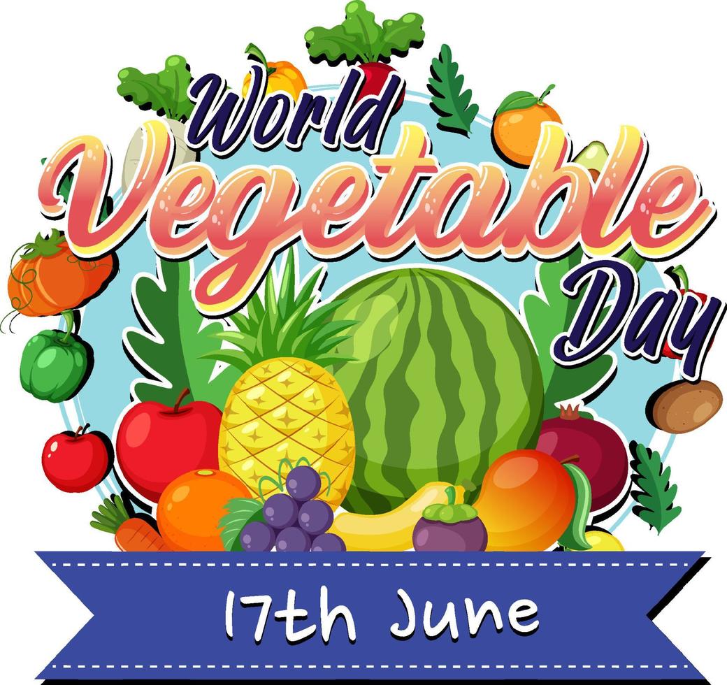 World Vegetable Day banner with vegetables and fruits vector