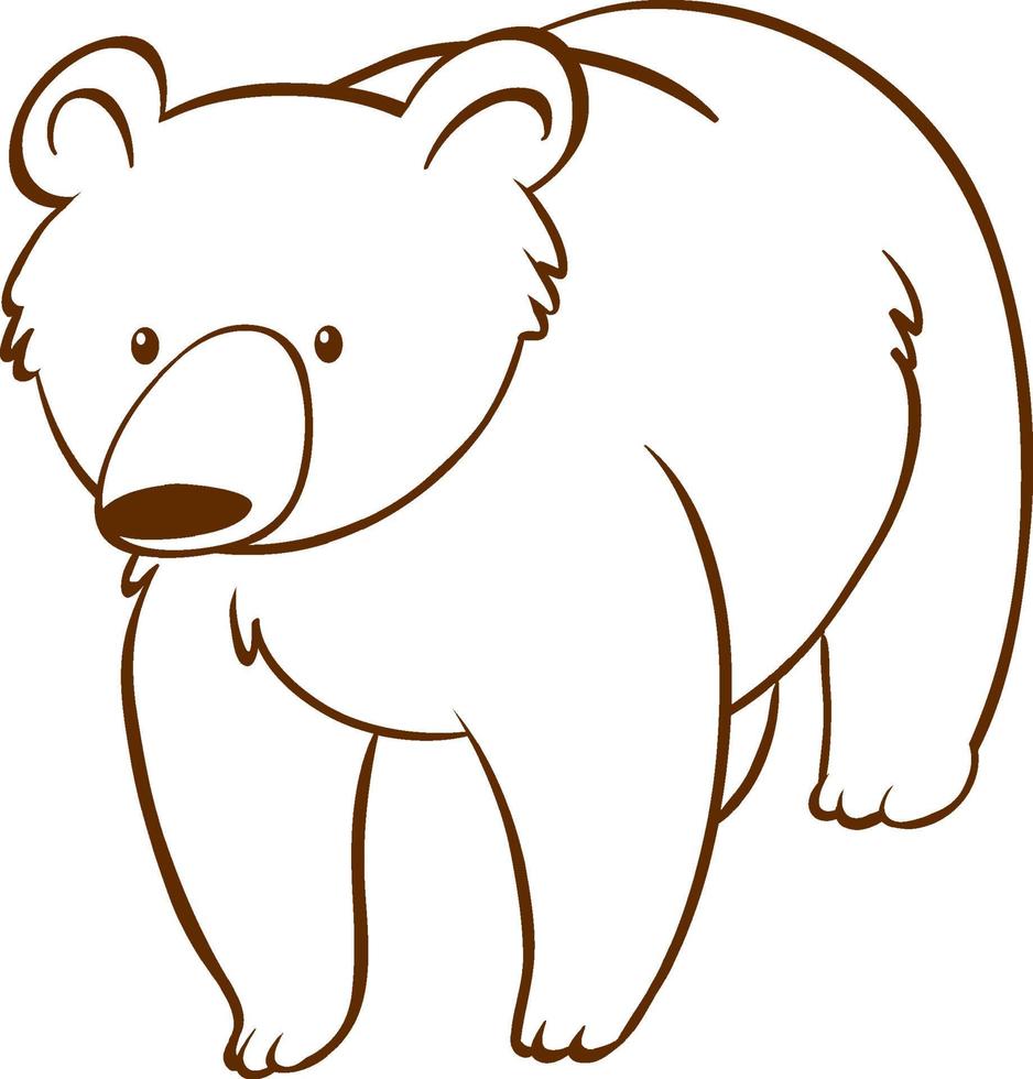 Bear in doodle simple style on white background vector