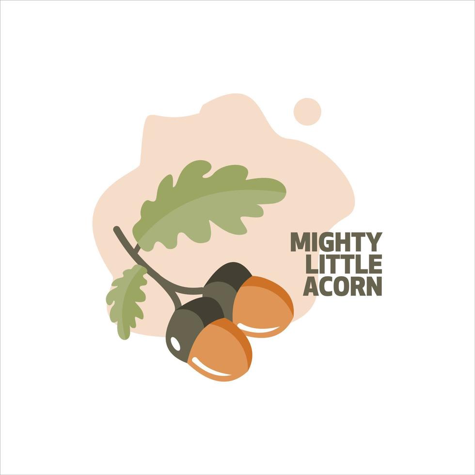 Acorn Oak Flat Illustration Vector Leaf