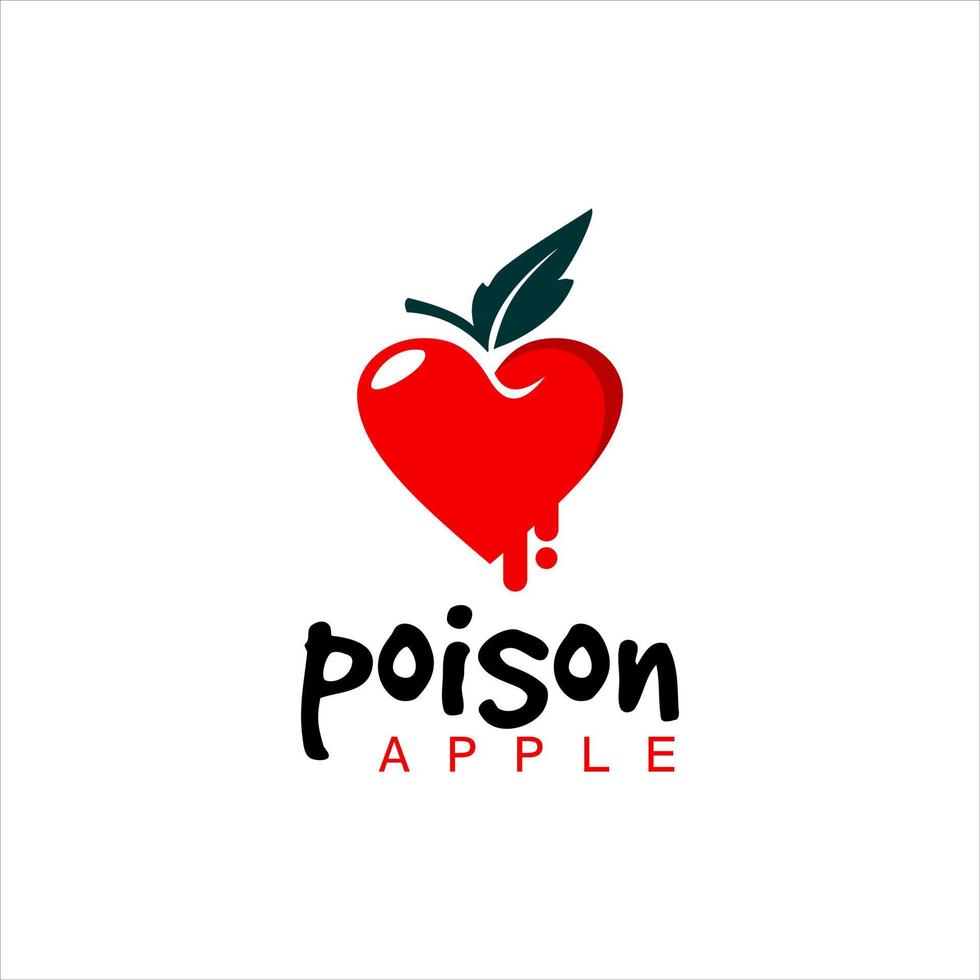 Red Apple Poison Heart Shaped Vector