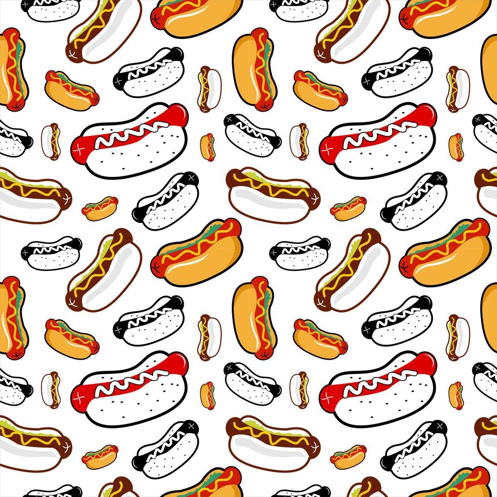 Hot Dog Seamless Pattern Cartoon vector