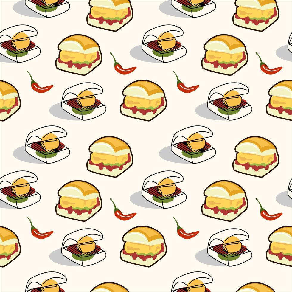 seamless pattern cartoon vegetarian burger vector