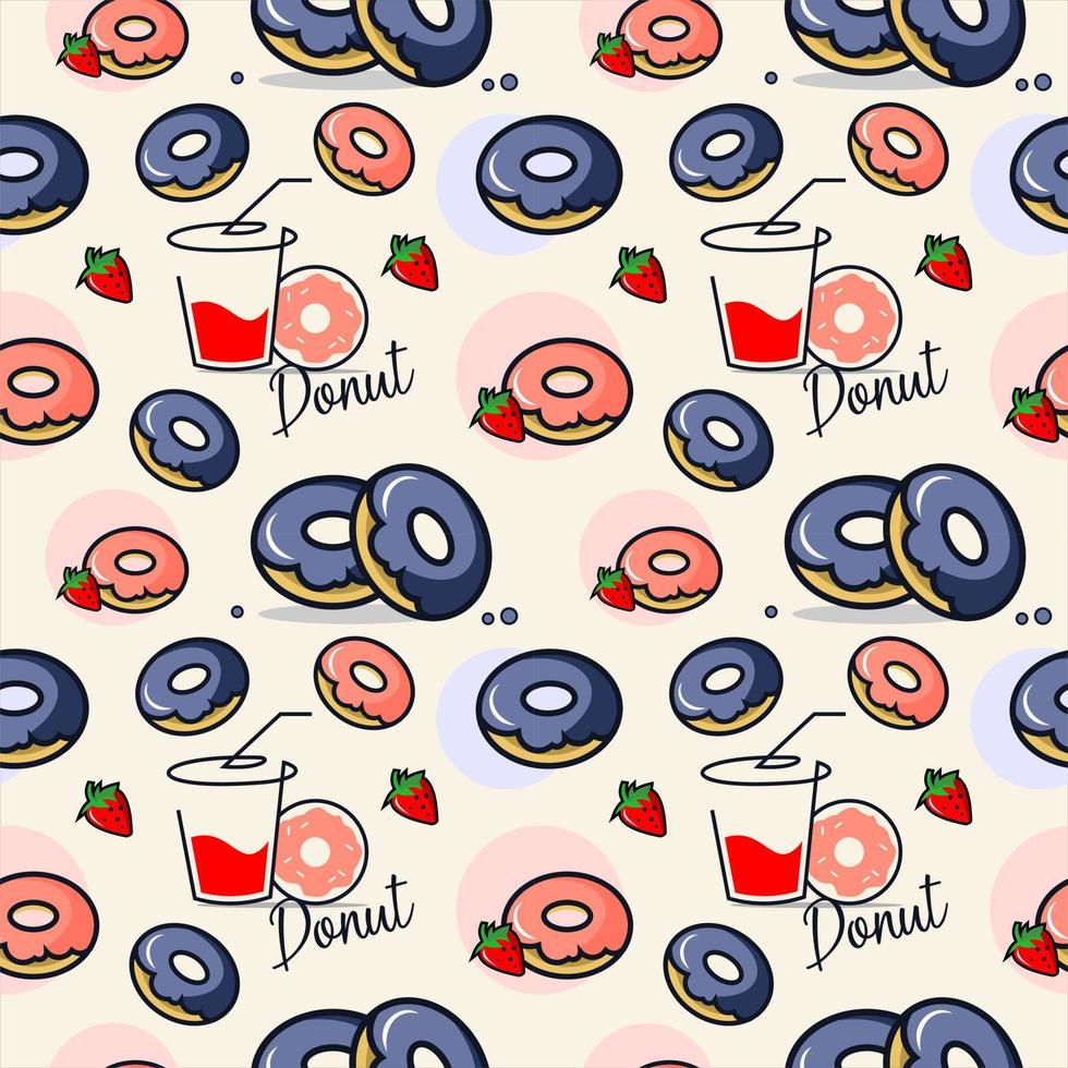 Cartoon donut seamless pattern vector