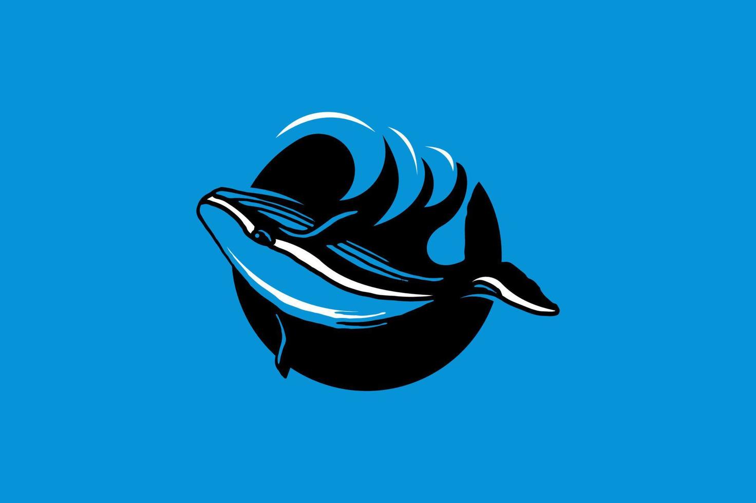 the whale and big wave illustration vector