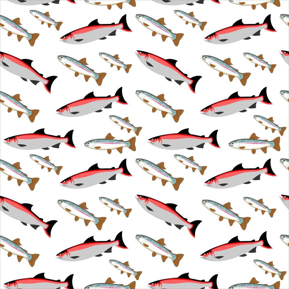Salmon and trout fish seamless pattern vector