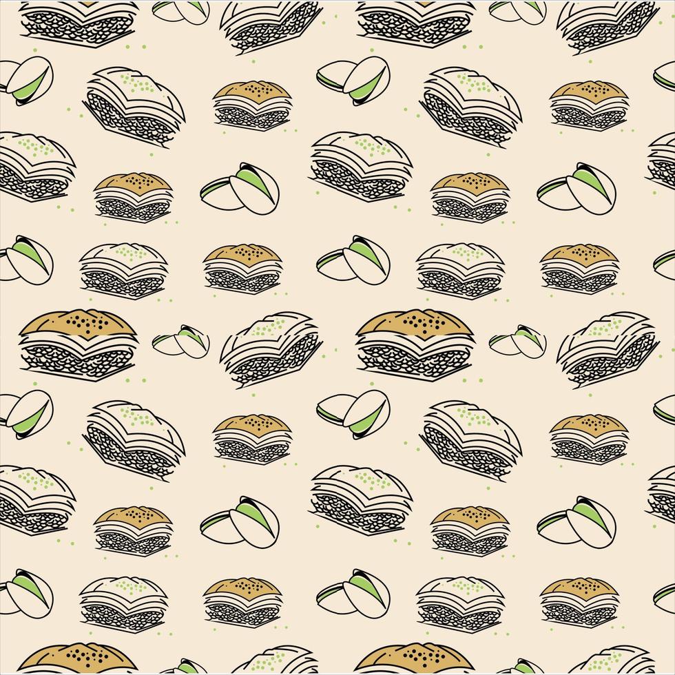 Baklava seamless pattern pastry food vector