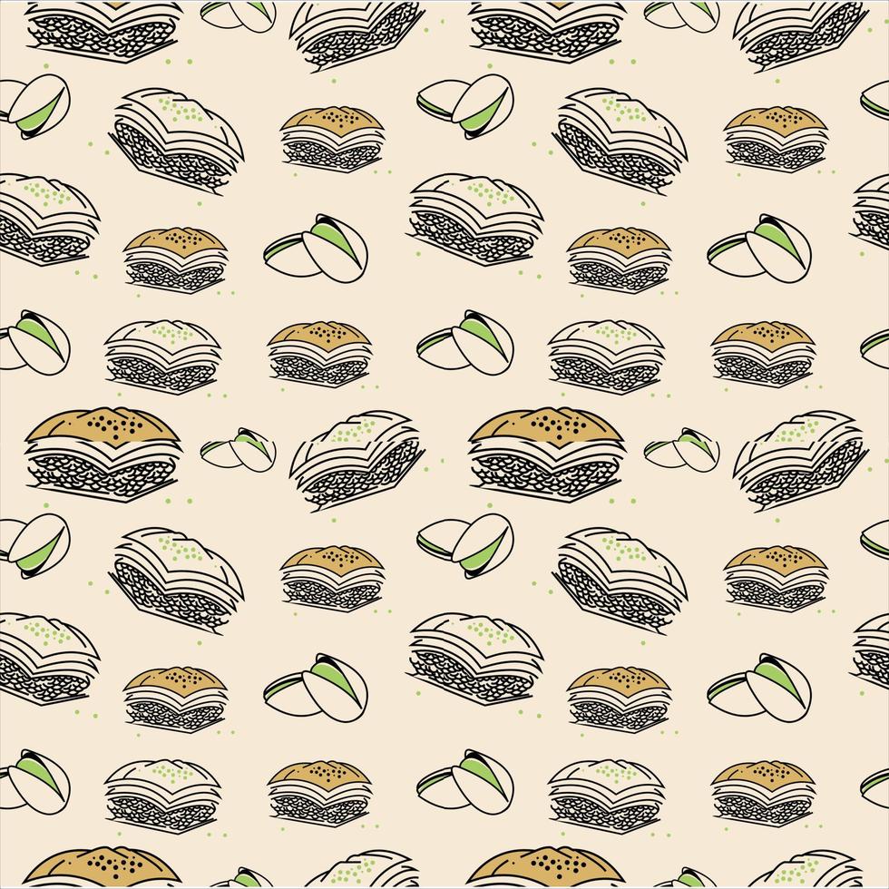 Baklava seamless pattern pastry food vector