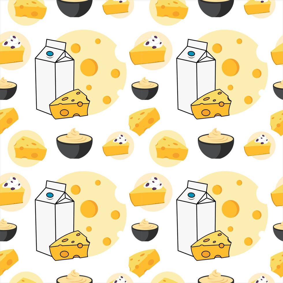 Cheese and milk seamless pattern vector