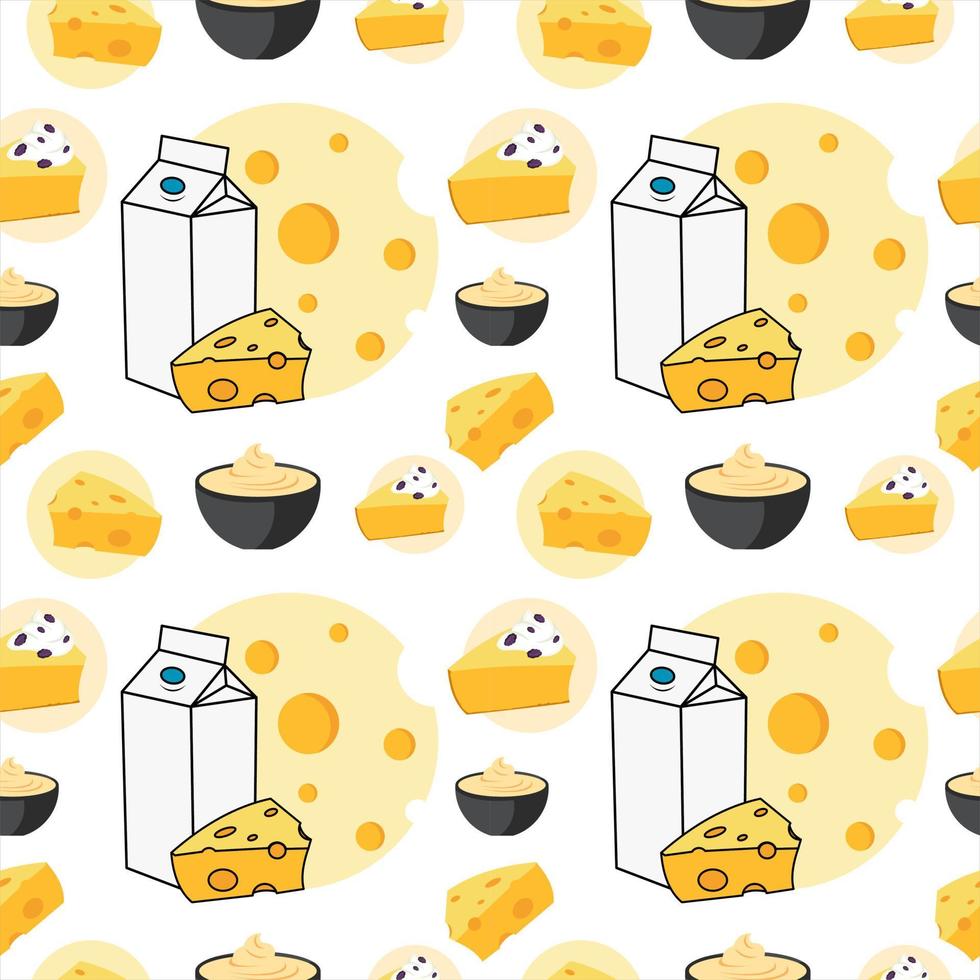 Cheese and milk seamless pattern vector