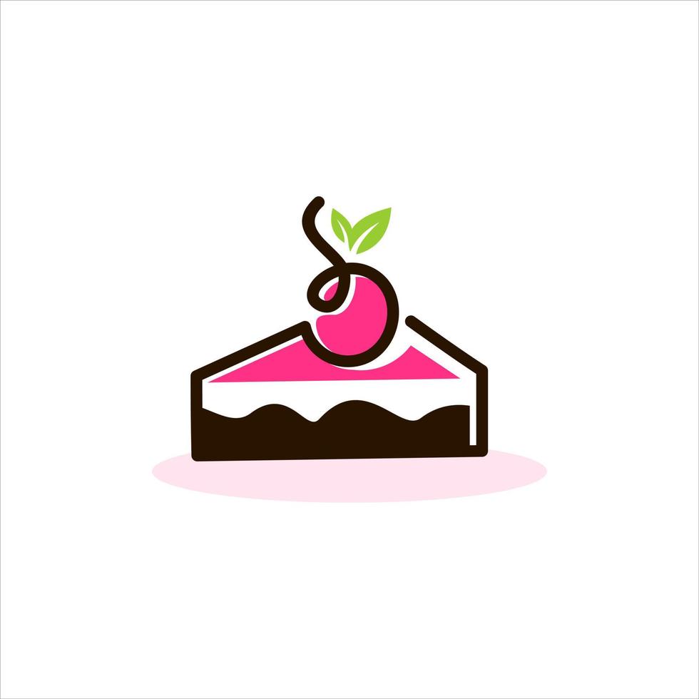 pastel de cereza rebanada panadería ilustración vector