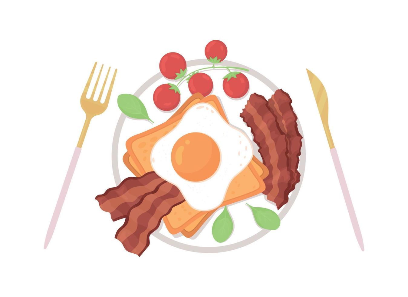 English breakfast semi flat color vector object