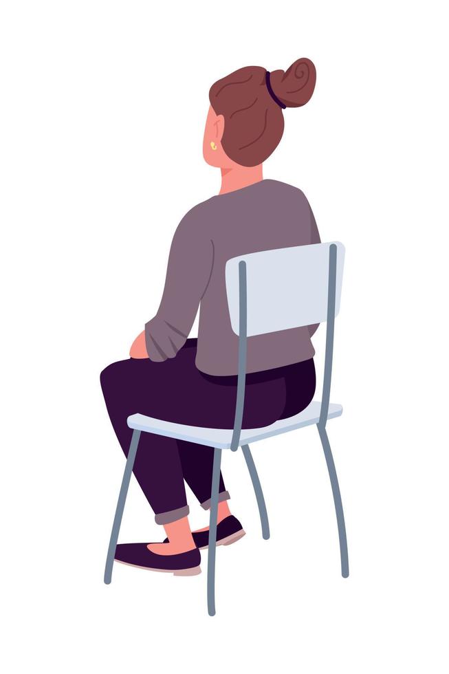 Woman relax on chair semi flat color vector character
