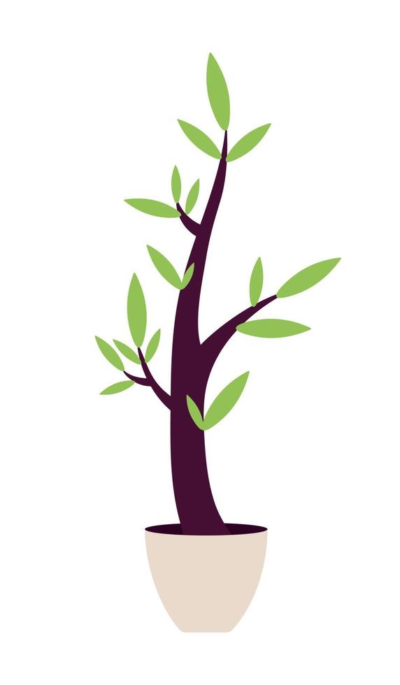 Decorative tree in pot semi flat color vector object