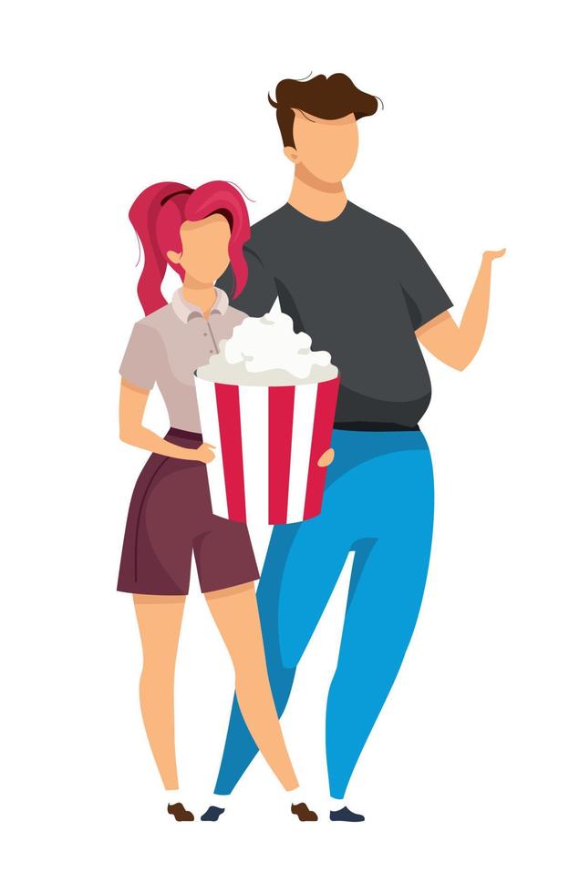 pareja en la fecha de la película caracteres vectoriales de color semiplano vector