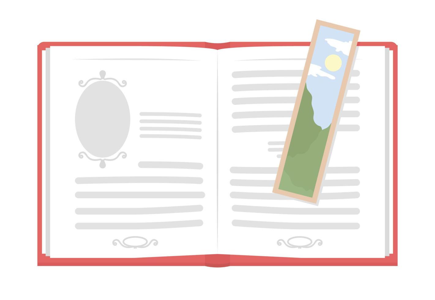 Open literature book semi flat color vector object