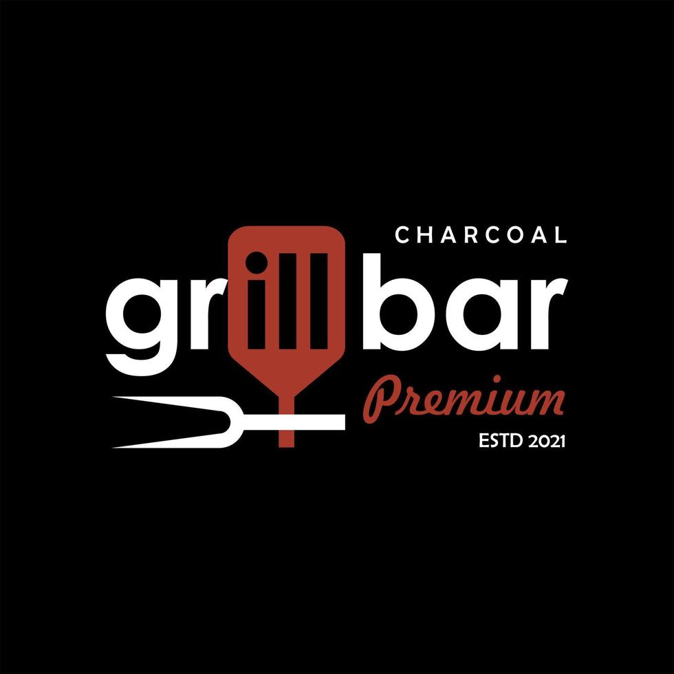 Grill Bar Text Smoke Meat Vector