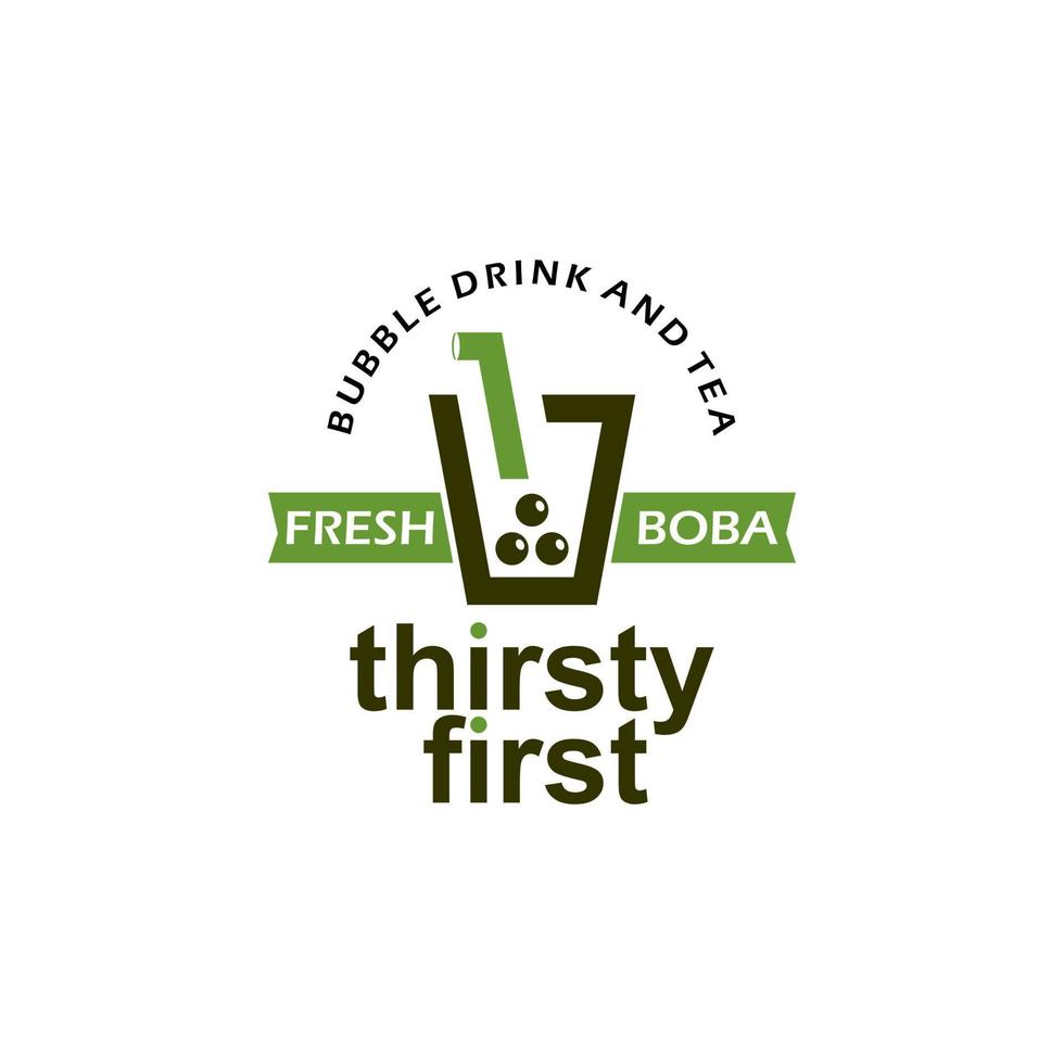 bubble tea logo simple cute cup vector