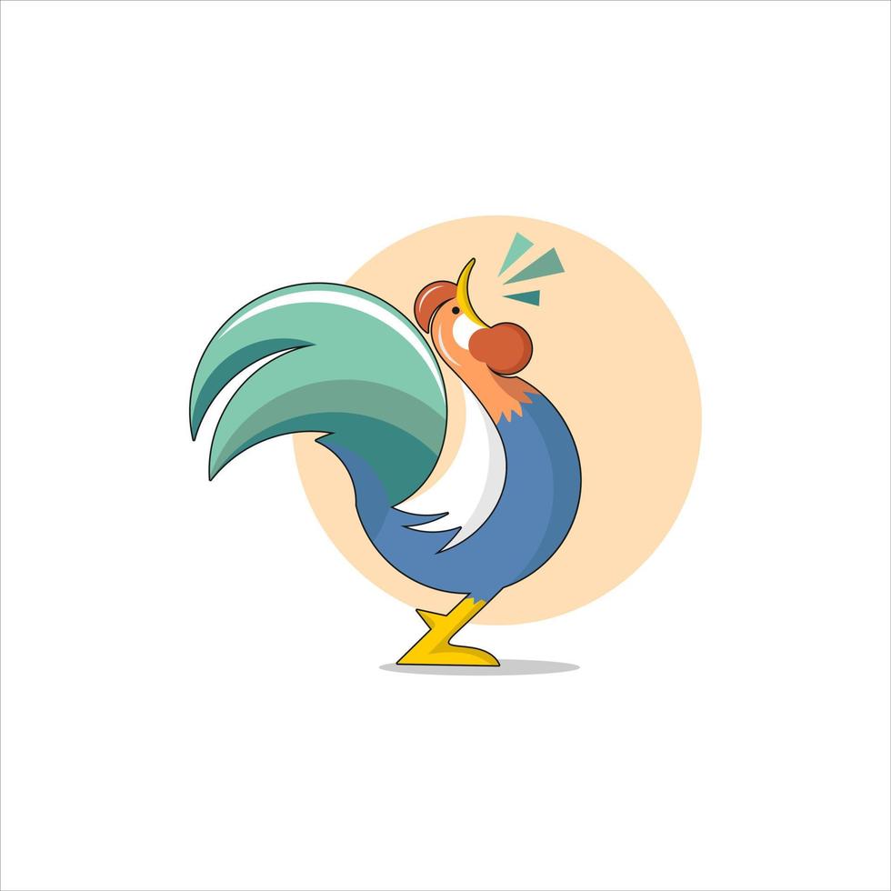 cartoon rooster digital animal farm vector