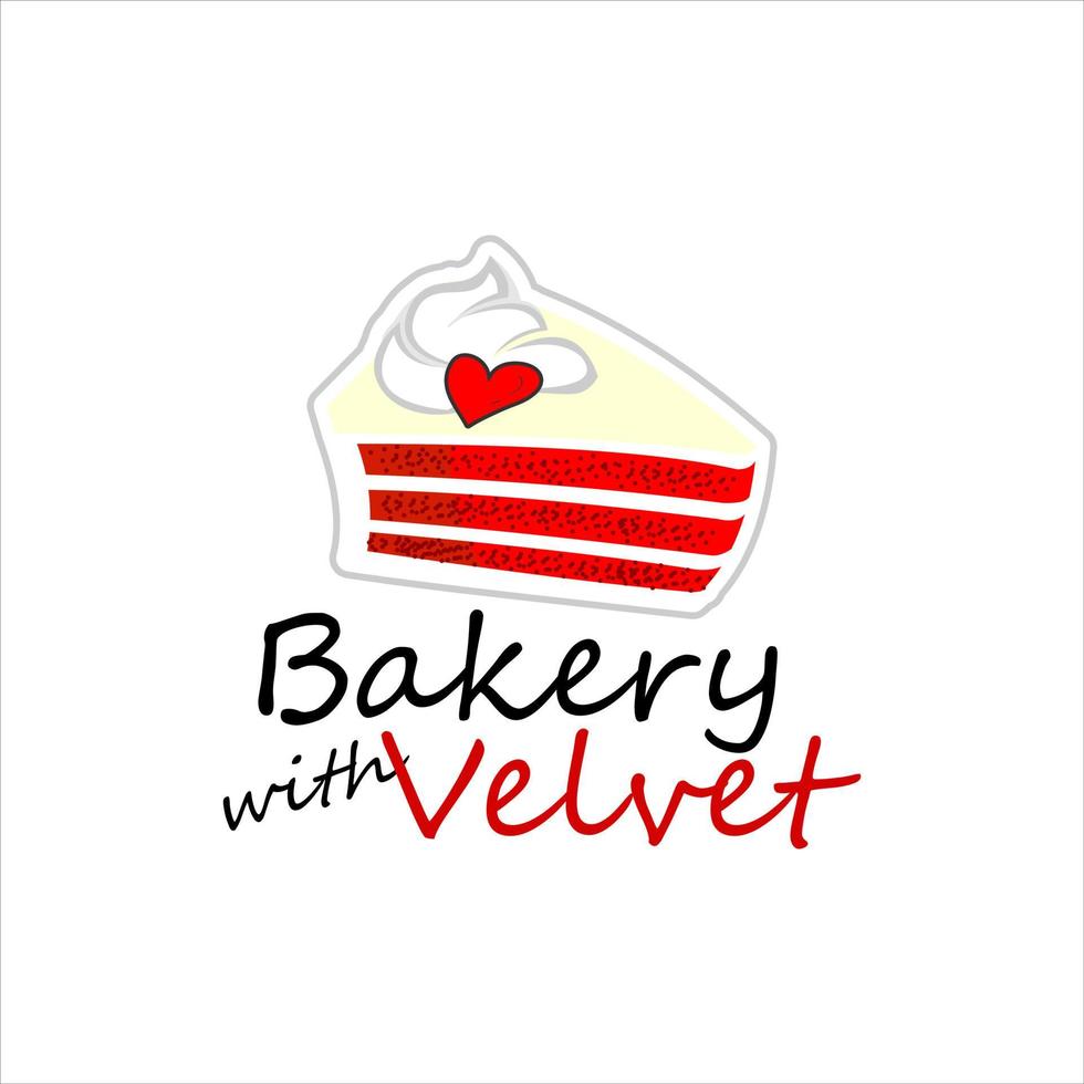 Slice red velvet cake sticker vector
