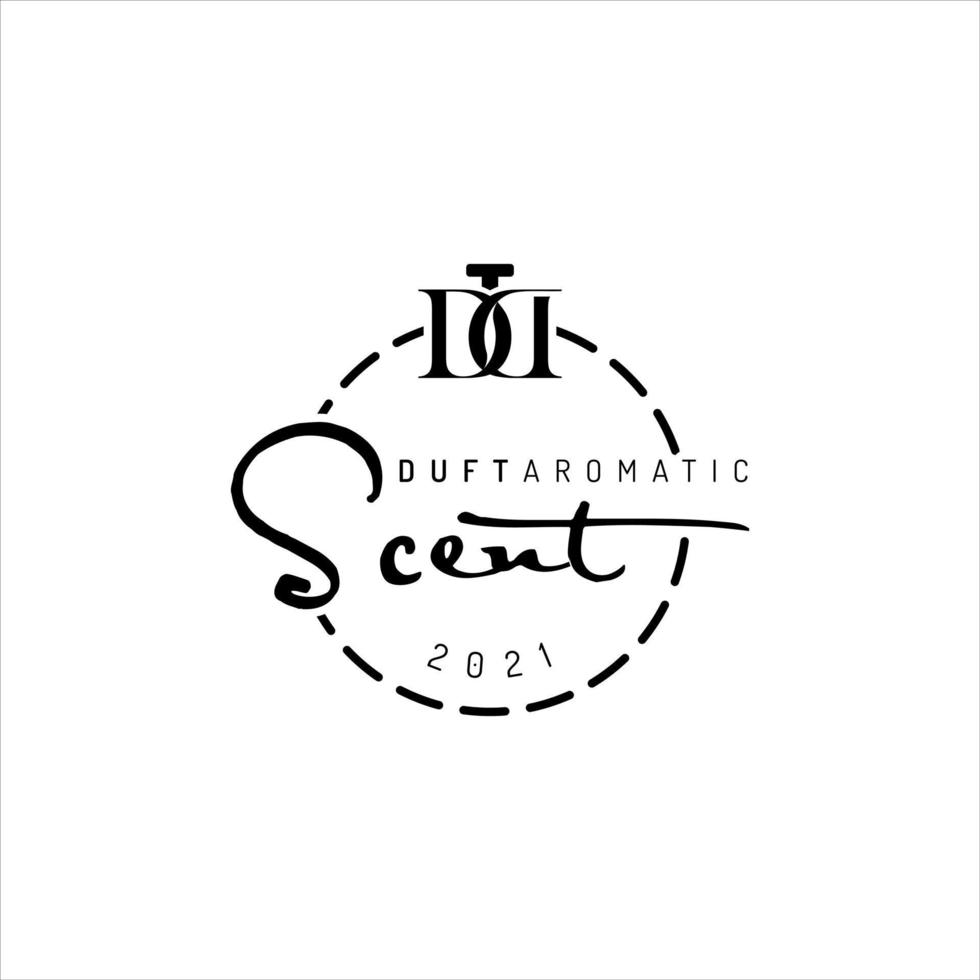 Perfume circle stamp logo design template vector