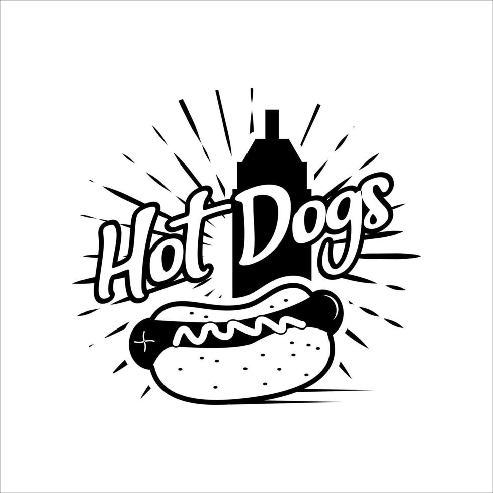 etiqueta engomada de la comida del vector de los perritos calientes del vintage