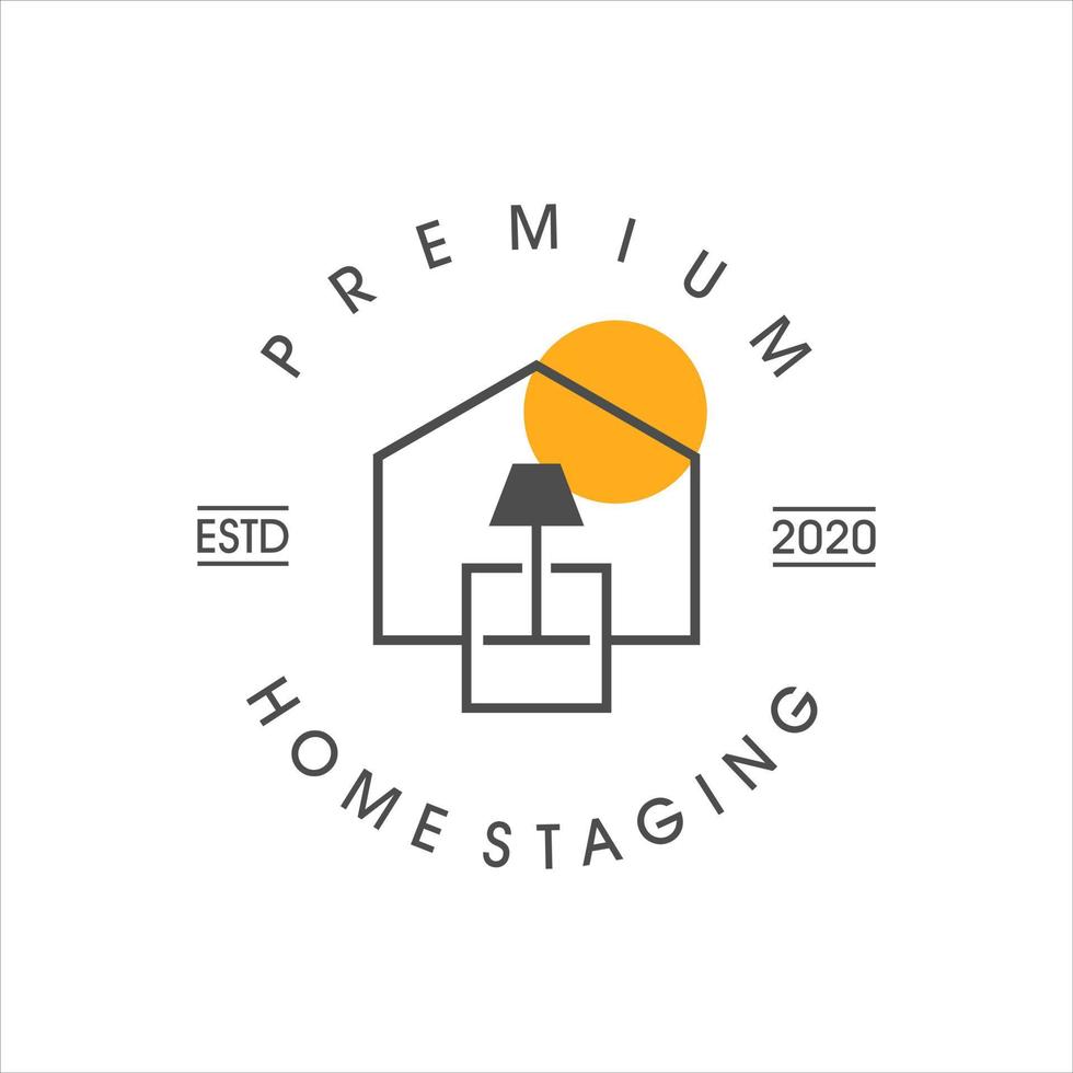 arte de línea de diseño de insignia de home staging vector