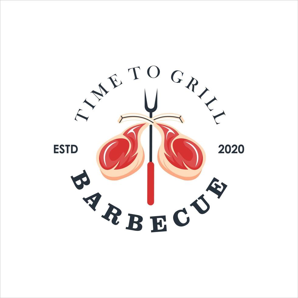 rib eye barbecue logo design template vector