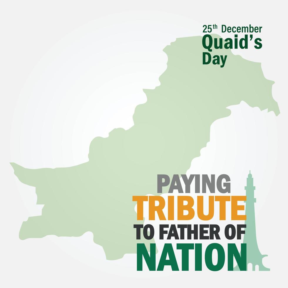 Paying tribute to the founder of Pakistan. Quaid-e-Azam Day 25th December Celebration Social Media Post Design, vector illustration.