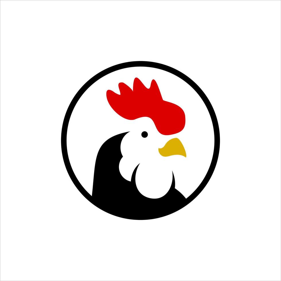 mascota de la granja de pollos de dibujos animados de cabeza de gallo vector