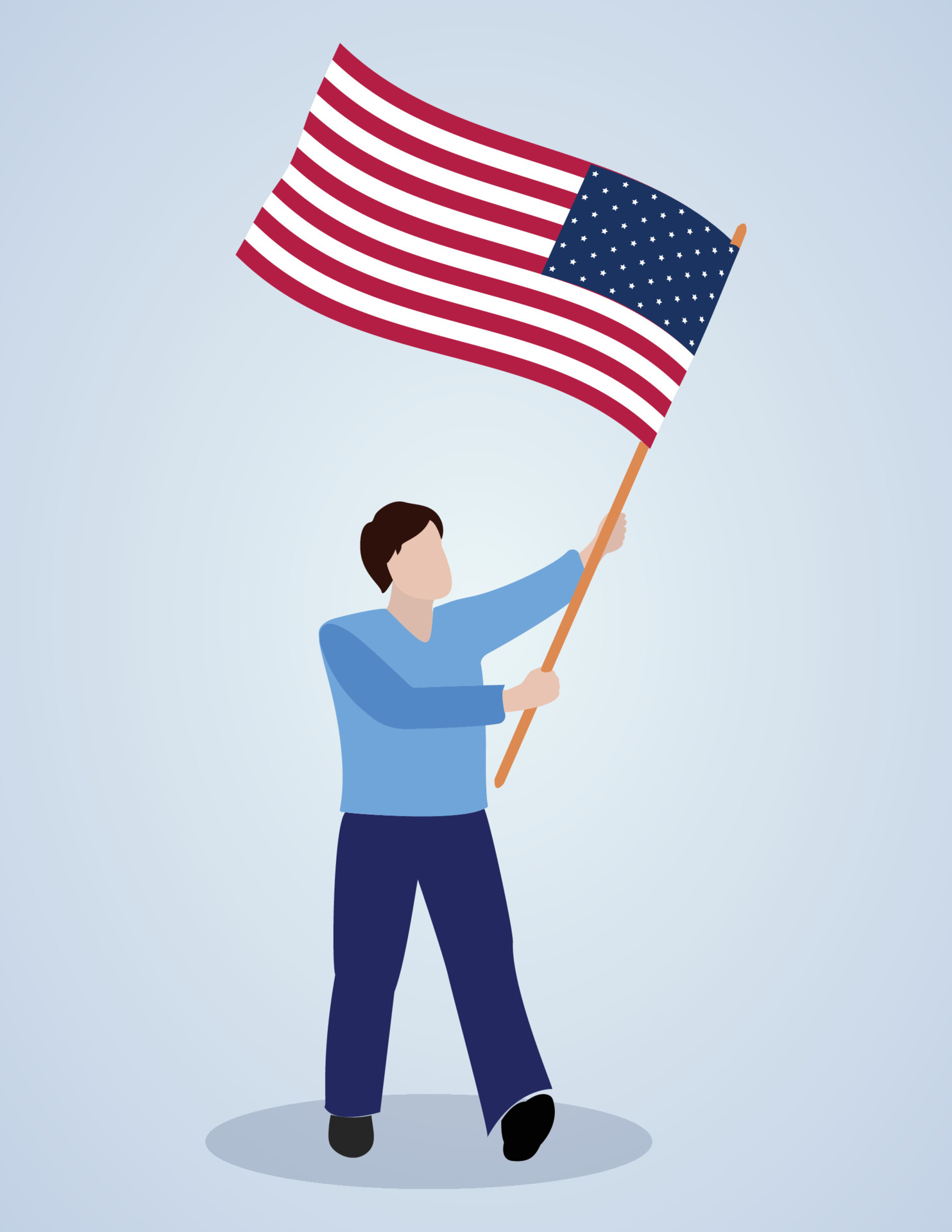 man waving of USA flag cartoon 5094705 Vector Art at Vecteezy