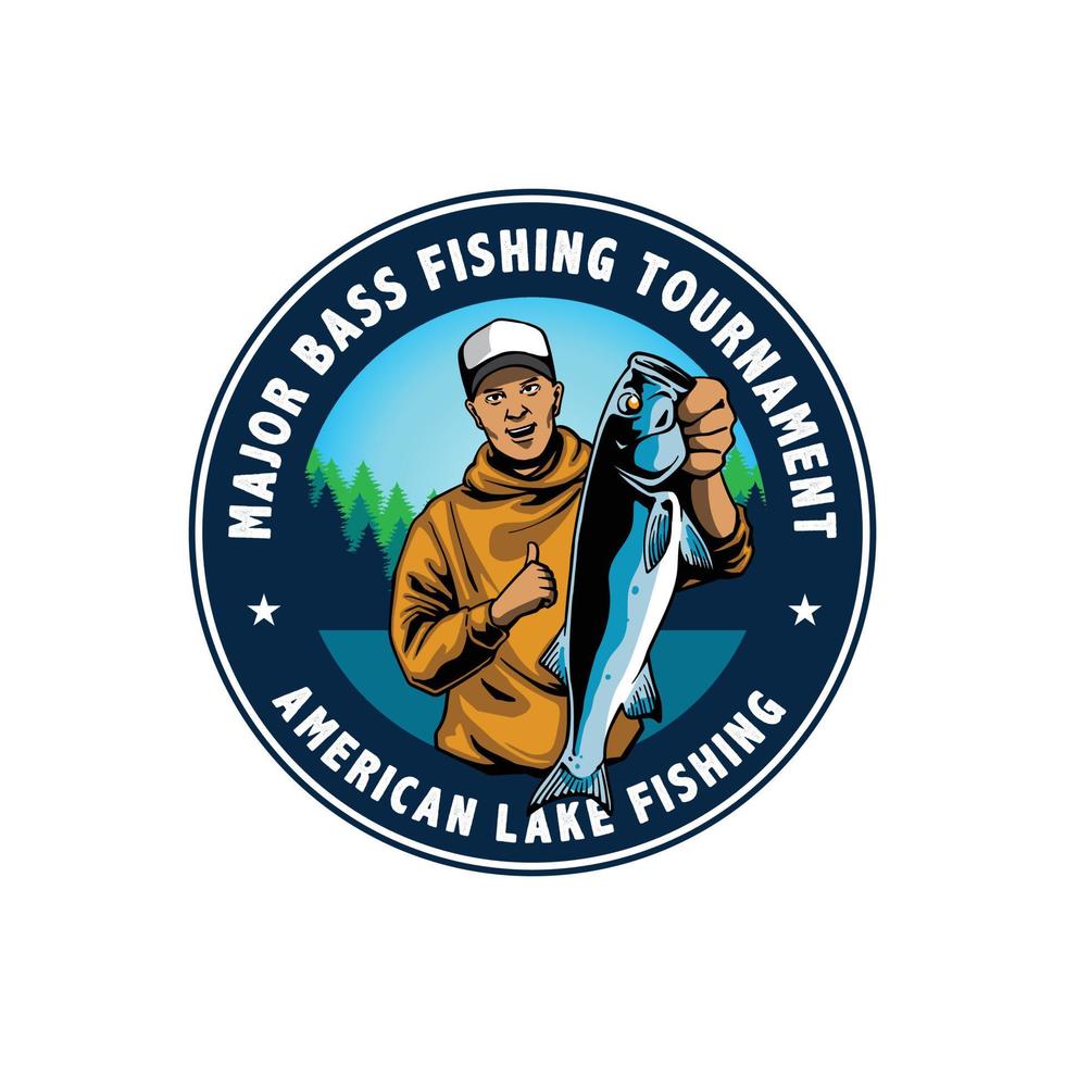 fishing logo template design vector