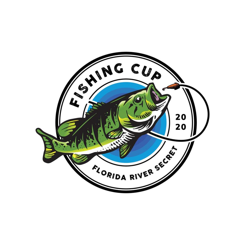 fishing logo template design vector