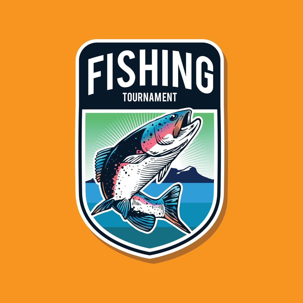 fishing logo template design vector