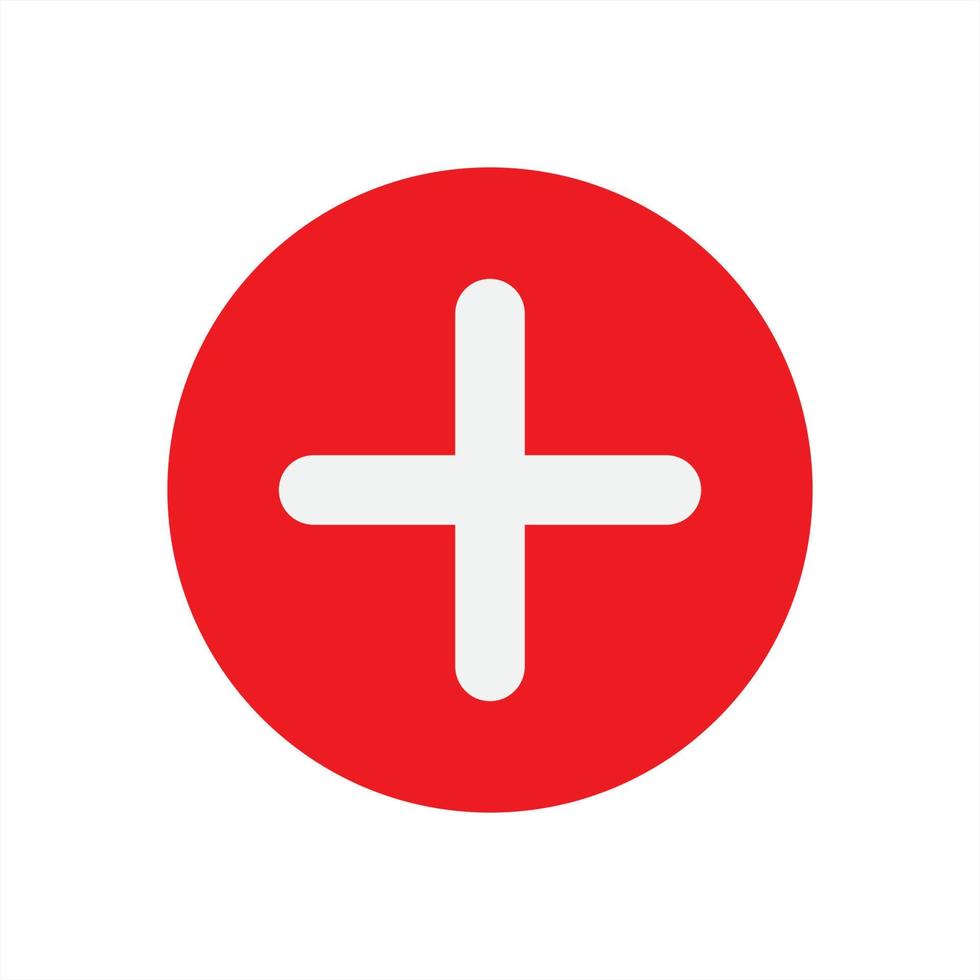 medical plus icon with red and white color vector