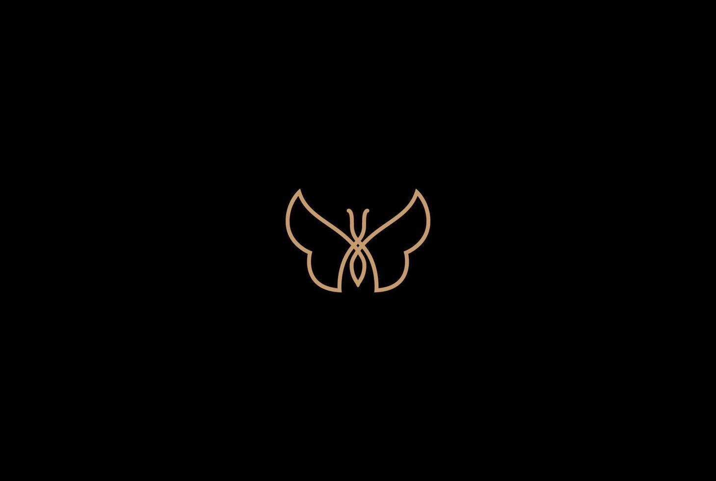 Elegant Luxury Golden Butterfly Line Outline Logo Design Vector