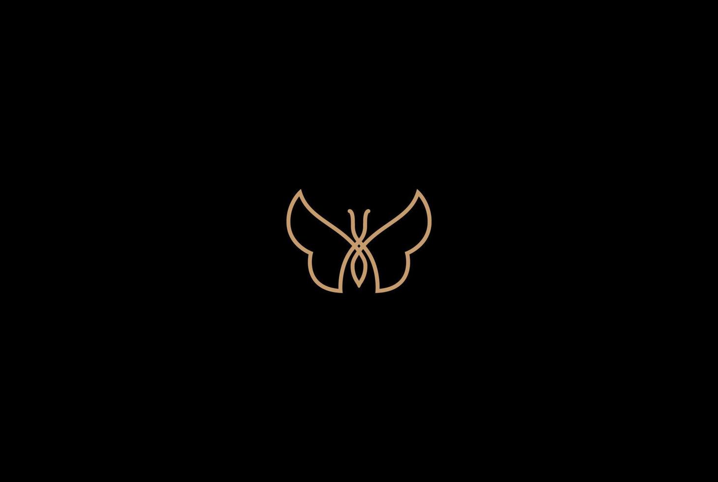 vector de diseño de logotipo de contorno de línea de mariposa dorada de lujo elegante