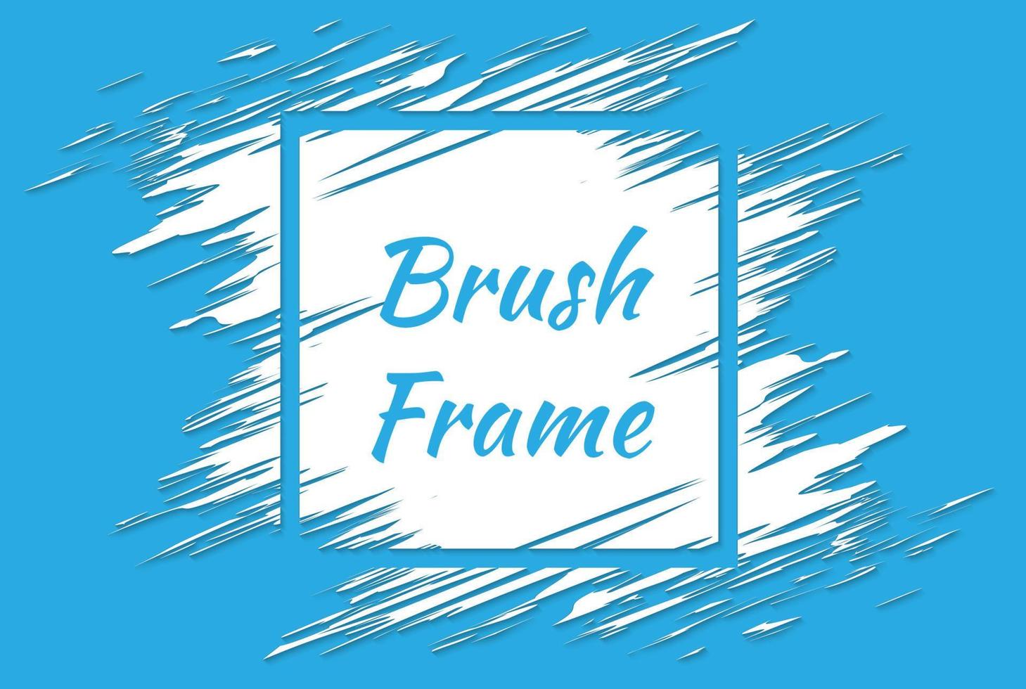 Blue Grunge Background with White Brush Paint Ink Stroke Over Square Frame. Vector illustration