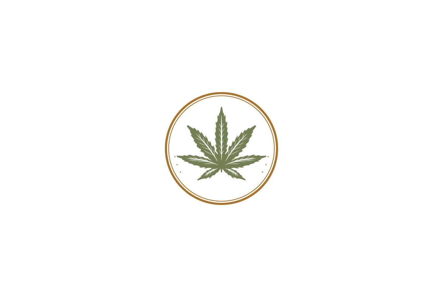 Retro Vintage Cannabis Marijuana Ganja Leaf for Hemp CBD Oil Label Logo Design Vector