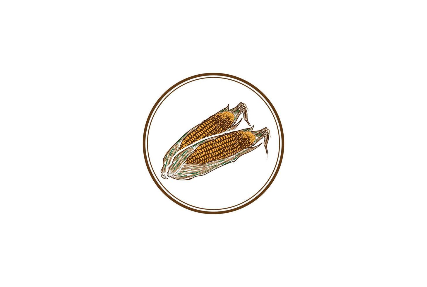 Vintage Retro Corn Farm Product Label Stamp Logo Design Vector