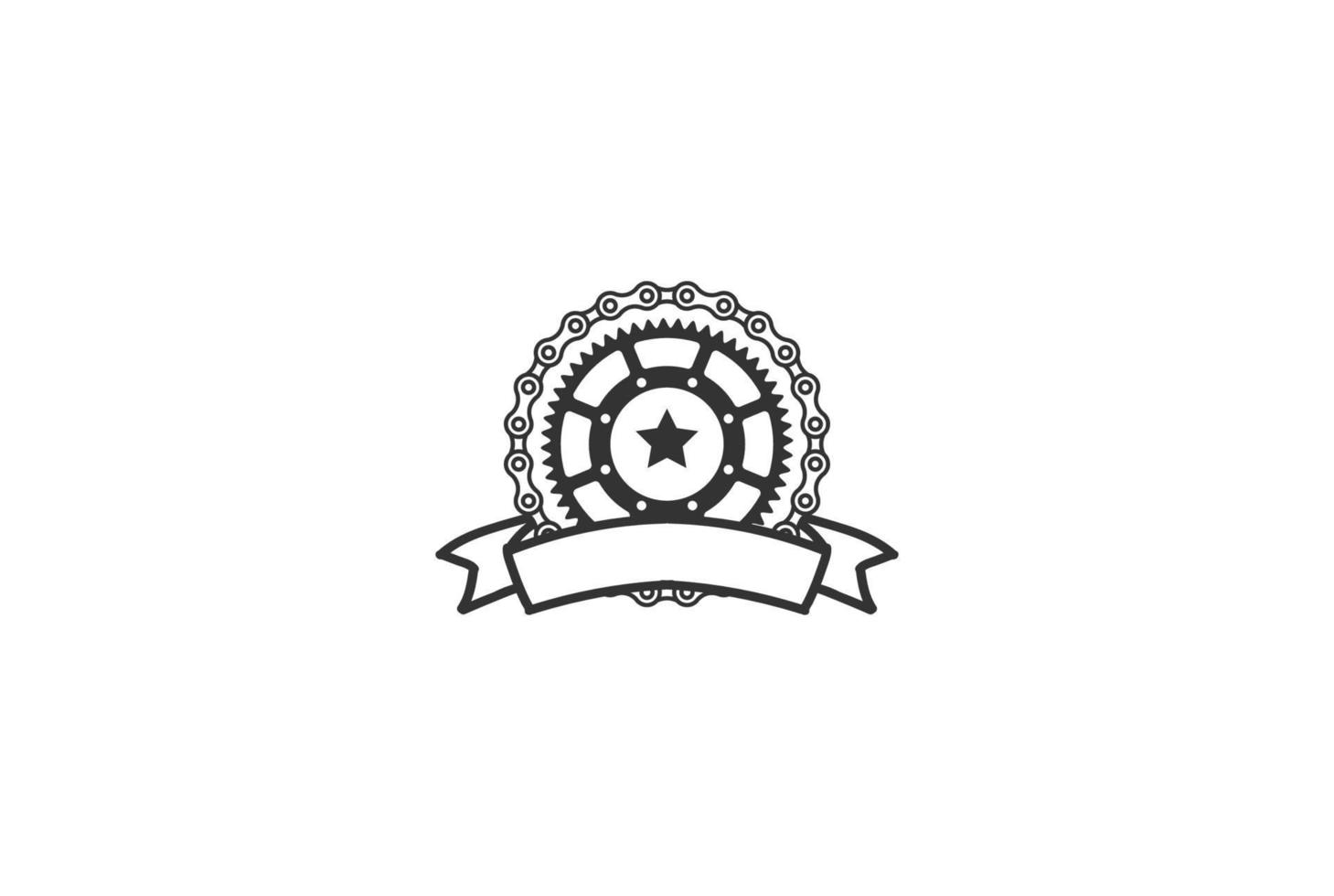 Retro Vintage Gear Cog Chain for Bike Sport Club Badge Emblem Logo Design Vector